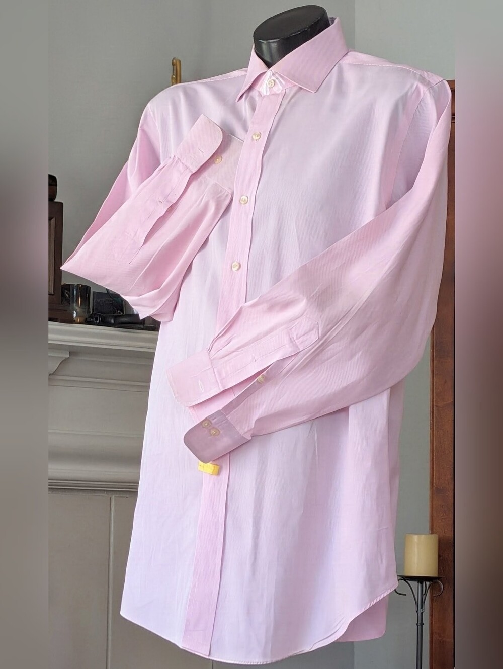 Polo Ralph Lauren Regent Mens Classic Fit Dress Shirt Pink White Stripe 17 32-33